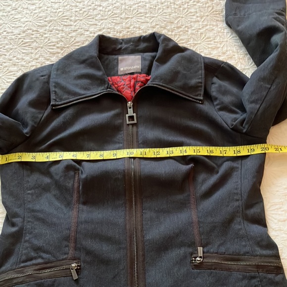 Fabulous dark gray jacket with brown zipper detail around collar and down front - Picture 14 of 16